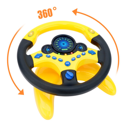 Yellow Kids Steering Wheel Backseat Pretend Driving Toy with Light Music on OnBuy