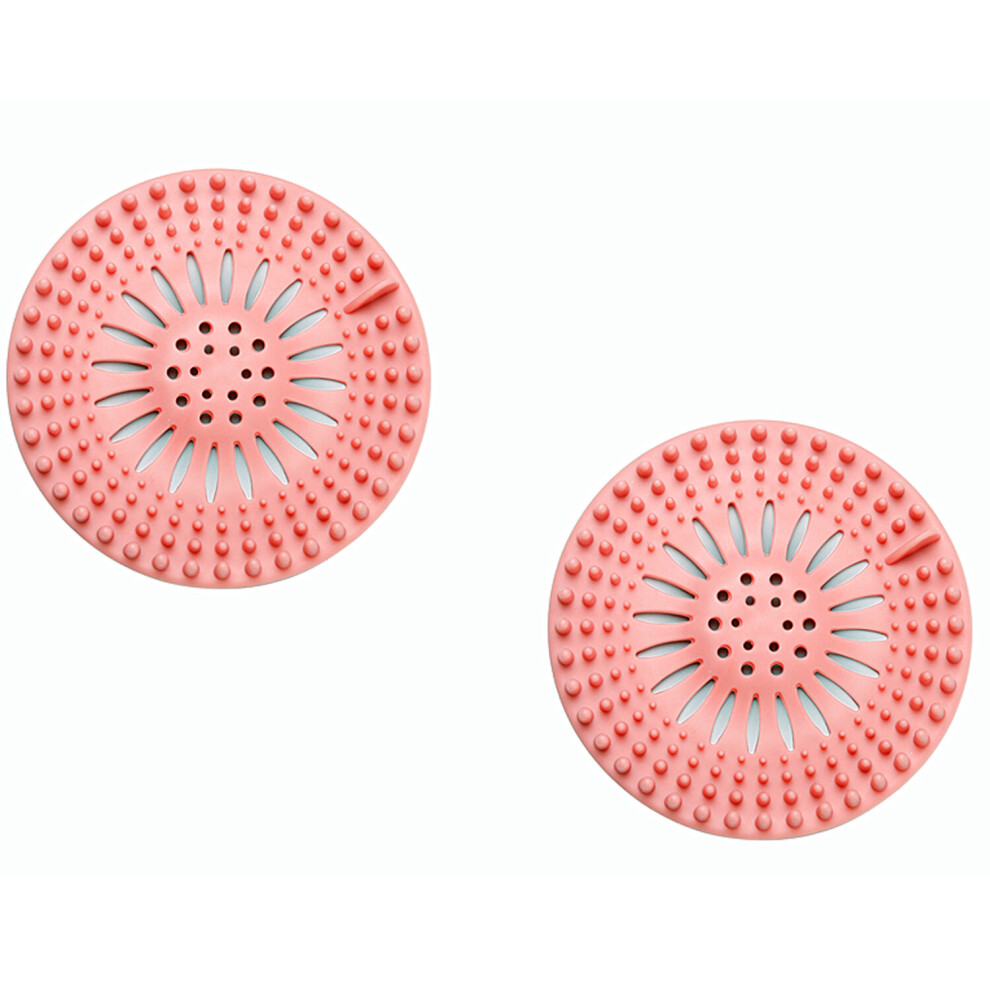 (Pink x2) Hair Catcher Silicone Sink or Shower Drain Covers