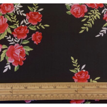 Fat Quarter Charming Starlet Pink Roses On Black 100% Cotton Quilting Fabric