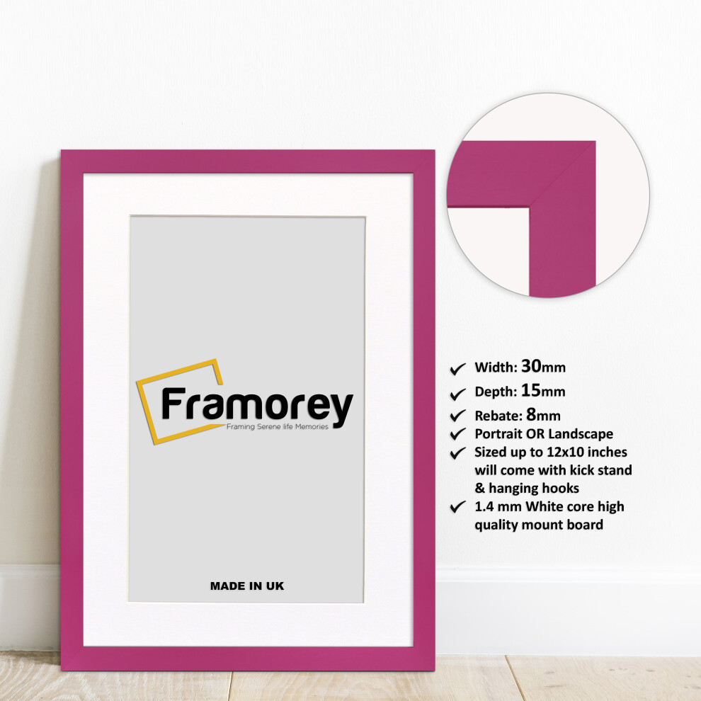 (24x18" Pic (28x22" Frame)) Pink Picture Frame Photo Frames With White Mount Wall Art Hanging Frame Home Decor Frame