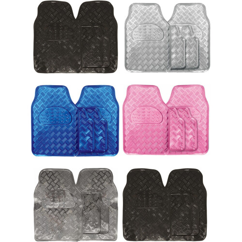 (Black Finish) Car Mat Set To Fit Honda Jazz Metallic Finish Set Of 4 Choice Of Colours