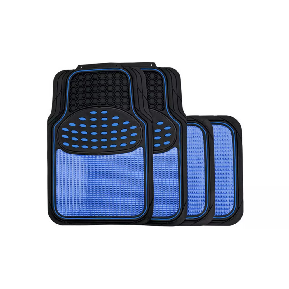 ( Insert) Rubber Car Mats Set To Fit Renault Captur With Metallic Coloured Inserts Blue 5059531717715