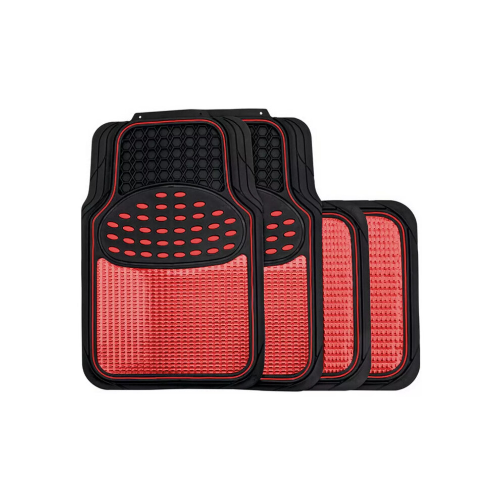 ( Insert) Rubber Car Mats Set To Fit Citroã«N C3 With Metallic Colou Inserts Set Of 4 Red 5059531710747