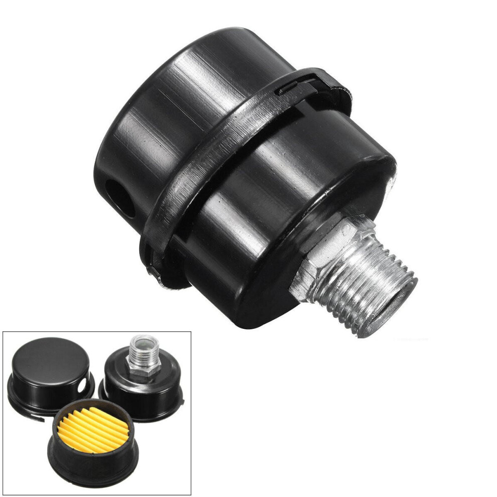 Mpt1/2Inch 20Mm Thread Dia Black Metal Air Compressor Intake Filter Noise Muffler Silencer 623414315449