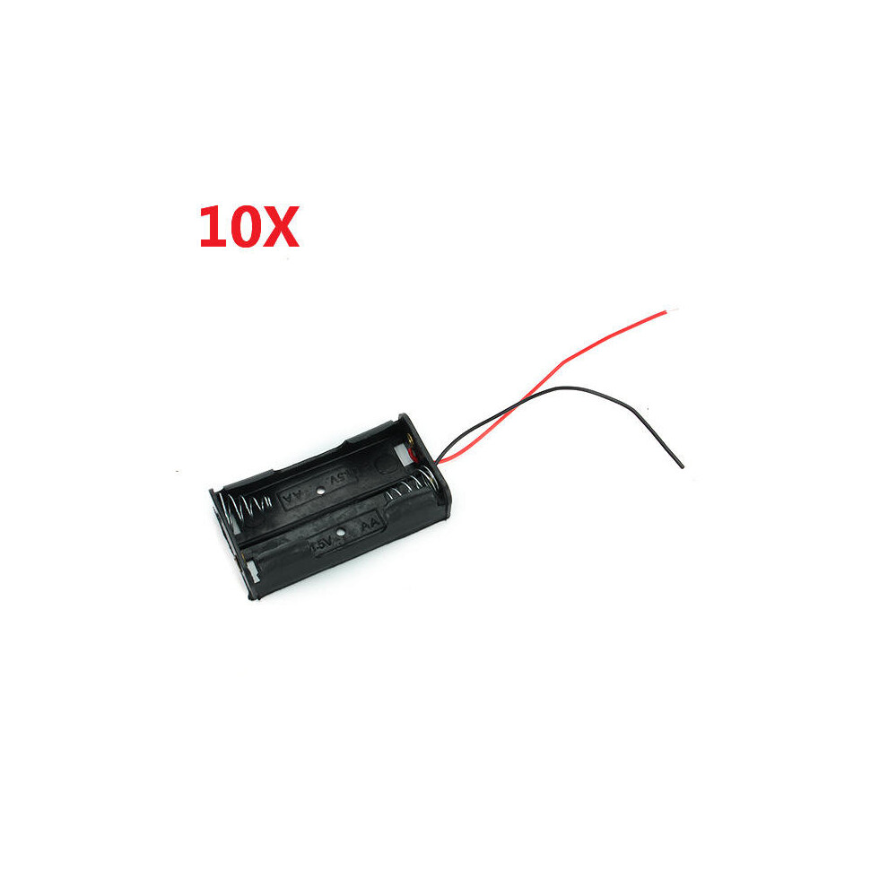 2X 1.5V Aa Battery Holder Case Enclosed Box With Wires 10Pcs - White 623414312905