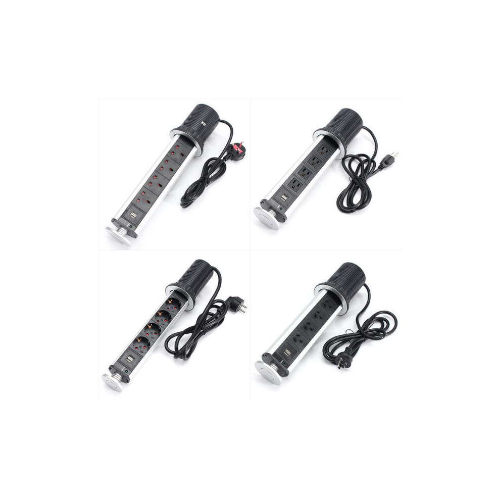 Pull Pop Up Electrical Socket 2 Usb Desk Worktop Extension Lead Socket Us/Uk/Eu/Au Plug - Eu Plug 623414350310
