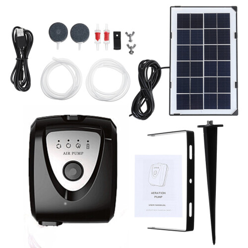 Solar Powered Panel Air Oxygenator Pond Fish Air Pump Aerator Fish Tank Pond - Blue 1