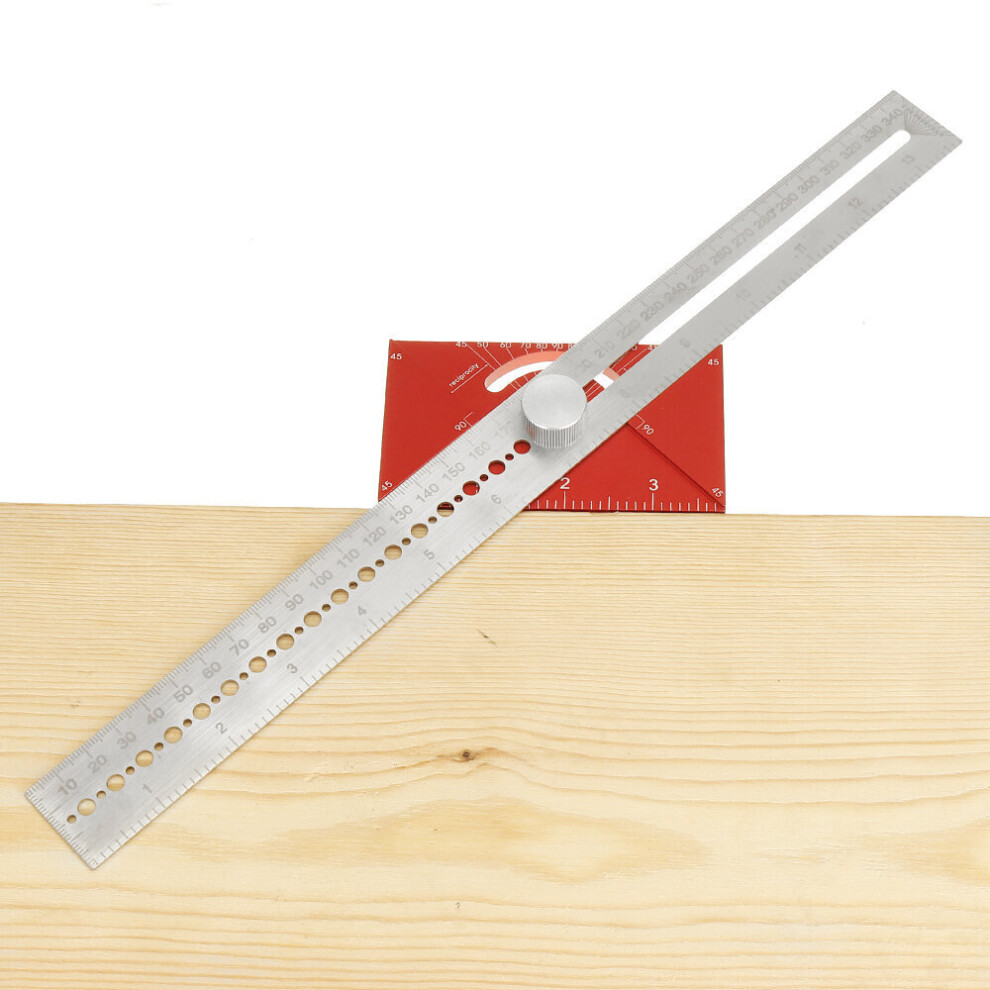 350Mm Multifunctional Angle Drawing Ruler With Imperial And Metric Scale Hole Positioning Ruler Woodworking Scriber 623414328579