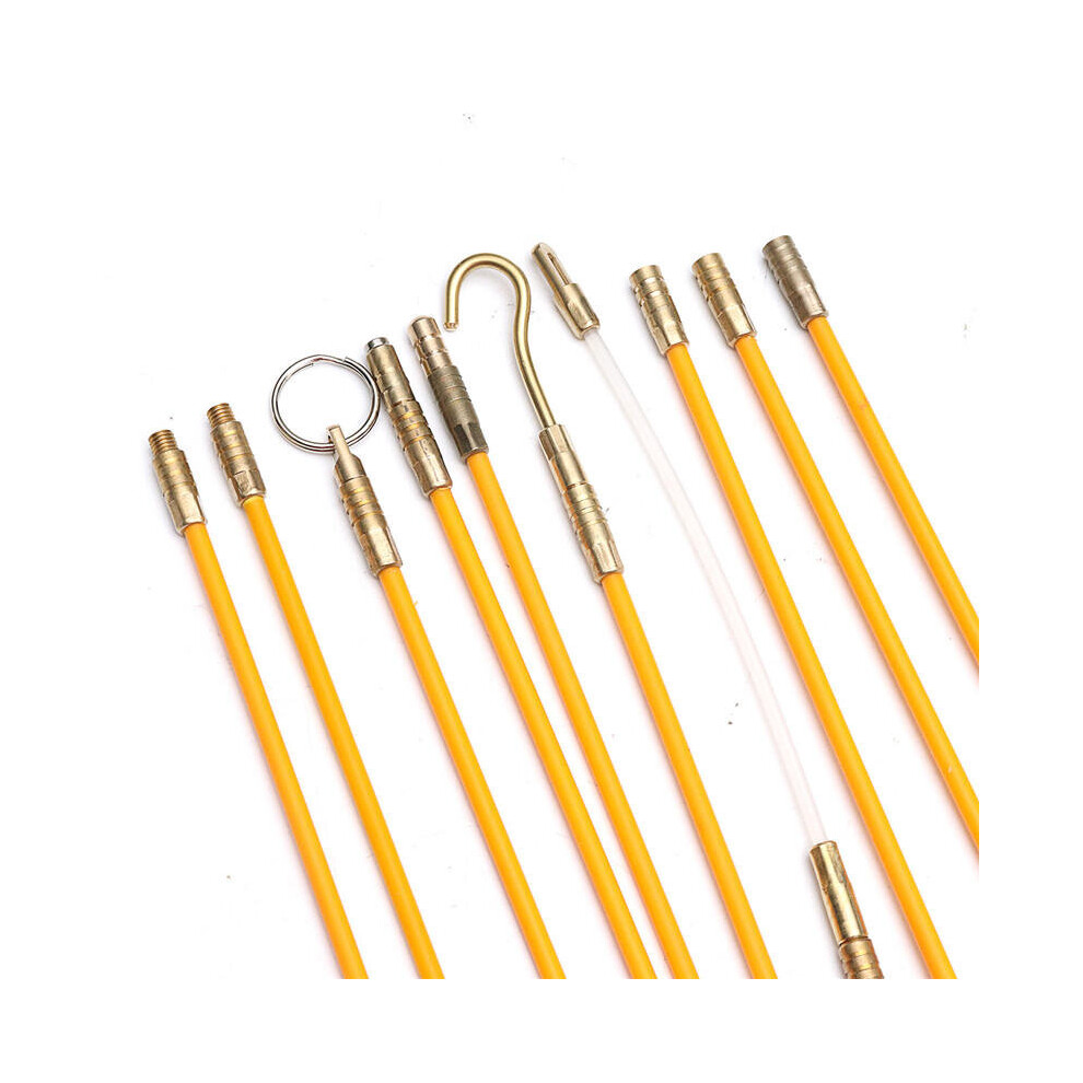 15Pcs 30Ft Fiberglass Running Cable Wire Kit Coaxial Electrical Cable Installing Rods Tool 623414338349