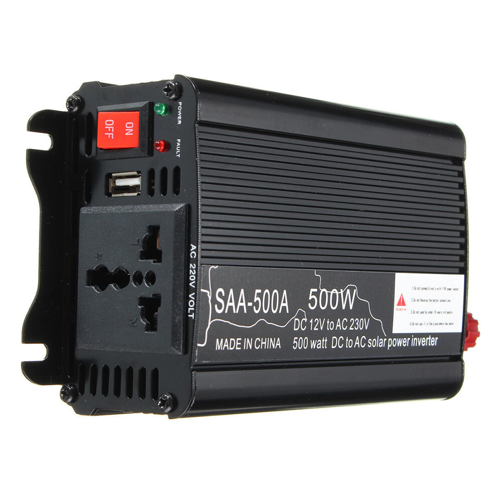 Solar Power Inverter 500W Peak 12V Dc To 220V Ac Modified Sine Wave Converter - Silver 623414343831
