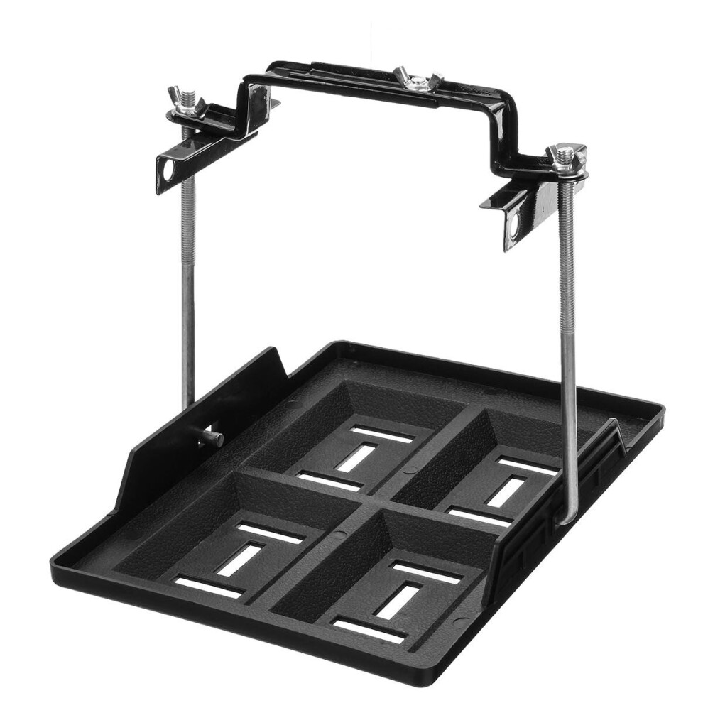 Universal Battery Tray Adjustable Hold Down Battery Clamp Bracket Cycle 19X28cm Black 623414339322