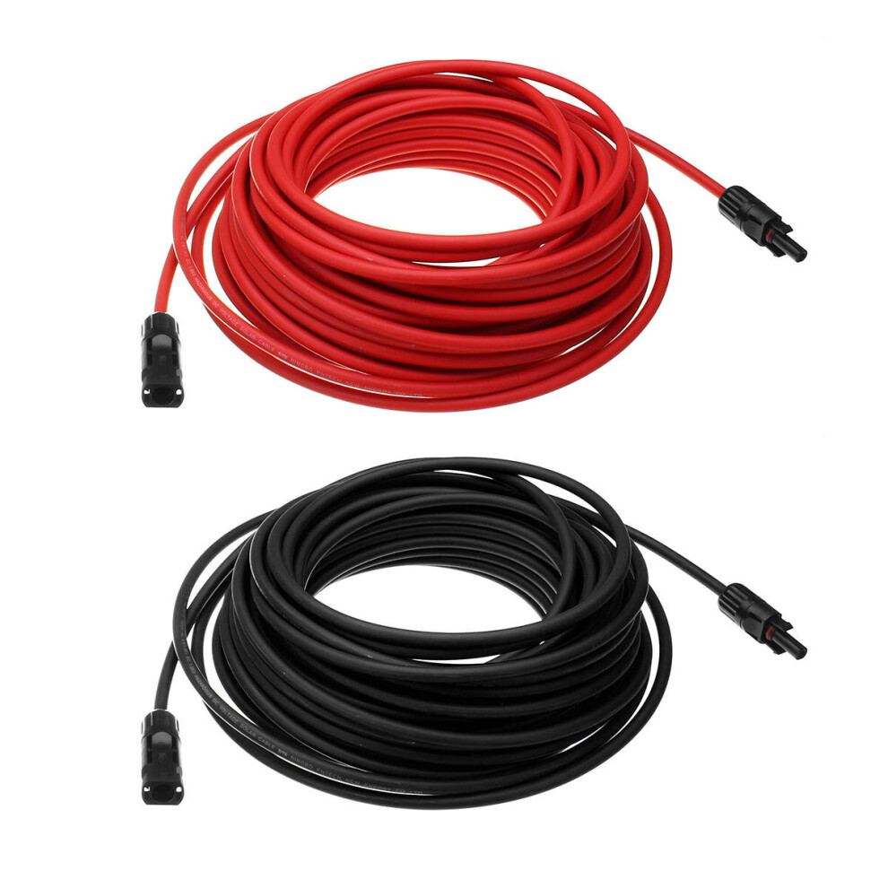 10 Awg 20 Meter Solar Panel Extension Cable Wire Black/Red With Mc4 Connectors - Red 623414352109