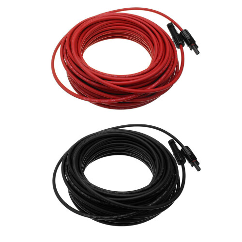12 AWG 20 Meter Solar Panel Extension Cable Wire Black/Red with MC4 Connectors - Black 1