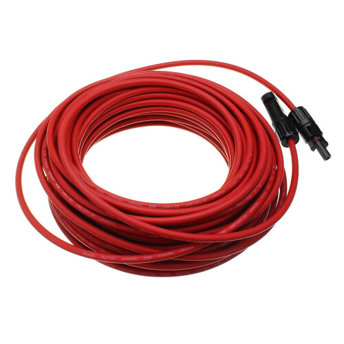 12 AWG 20 Meter Solar Panel Extension Cable Wire Black/Red with MC4 Connectors - Black 2
