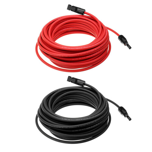 10 AWG 15 Meter Solar Panel Extension Cable Wire Black/Red with MC4 Connectors -  Red