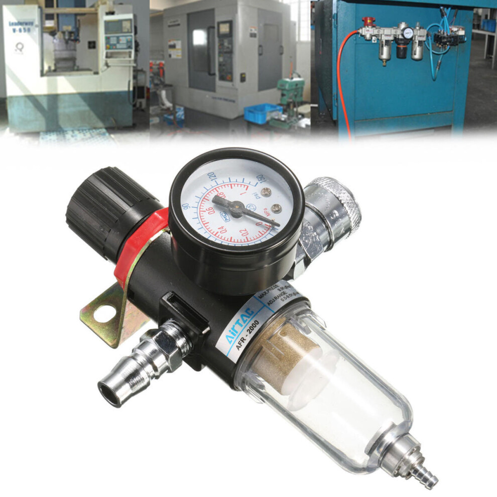 Afr-2000 1/4" Air Compressor Filter Water Separator Trap Tools Kit Regulator Gauge 623414321877