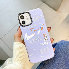 (Purple, iPhone 12) Nike Logo TPU Case For Apple iPhone 13 Pro Max Broken Hook Ins 12 Brand 11 Xs