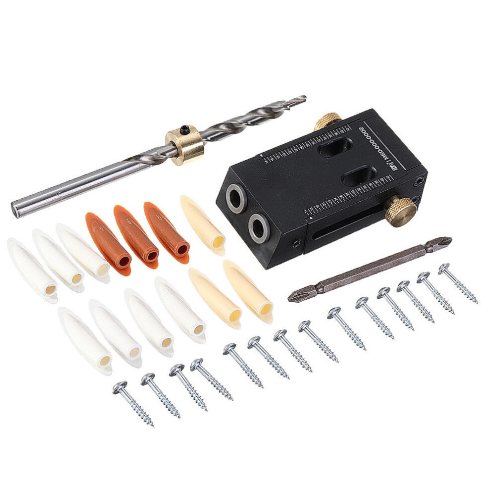 Woodworking Aluminum Alloy Pocket Hole Jig 9Mm Carpentry Hole Puncher Locator Angle Drill Guide With Step Drill Bit Set 623414345699