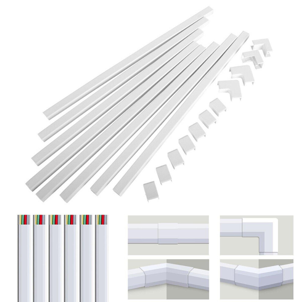 Cable Concealer Wall Cord Cover Complete Raceway Kit Wire Cables Hide Organizer Protector - White 623414345859