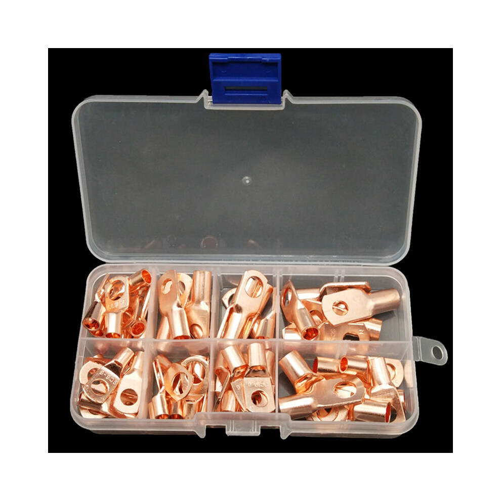 60Pcs Sc Bare Copper Terminals Circular Splice Ring Terminal Cable Wire Connector With Plastic Box 623414331456