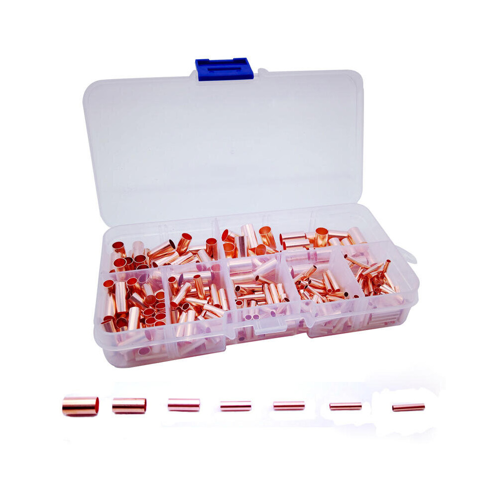 250Pcs Copper Butt Splice Connector Solder Crimp Electrical Cable Wire Terminal With Plastic Box 623414319881