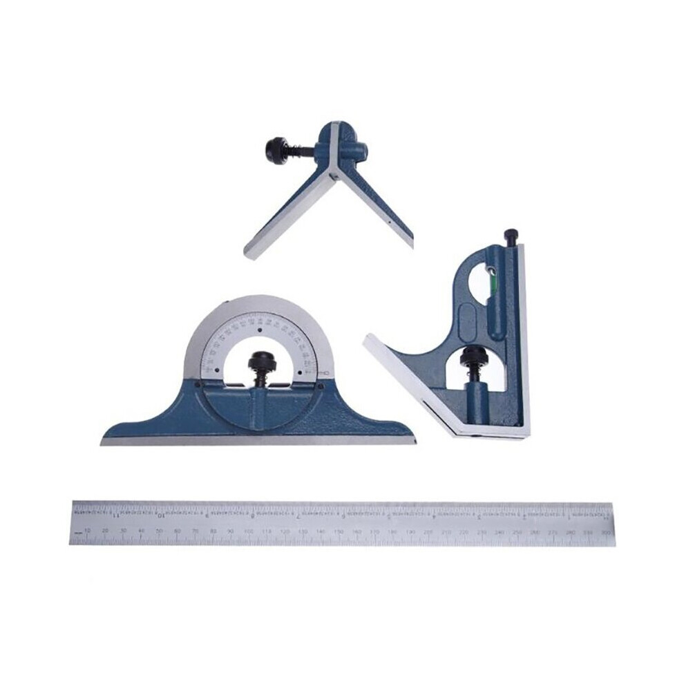 1 Set Angle Ruler Universal Bevel 180 Degree Angle Combination Square Protractor Ruler Set Stainless Steel Measuring Tool 623414350907