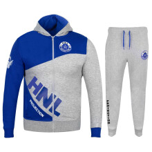 (11-12 Years, Grey & Royal Blue) Unisex Grey & Royal HNL Zipped Hoodie Tracksuit