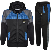 (5-6 Years, Black) Girls Boys Tracksuits Mesh Hooded Top & Bottom