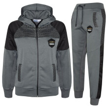 (5-6 Years, Charcoal) Girls Boys Tracksuits Mesh Hooded Top & Bottom