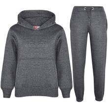 (9-10 Years, Charcoal) Unisex Camo Charcoal Hooded Jogging Suit Joggers