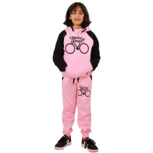 (9-10 Years, Baby Pink & Black) Boys Girls Tracksuit Pedal Power Top Bottom 5-13