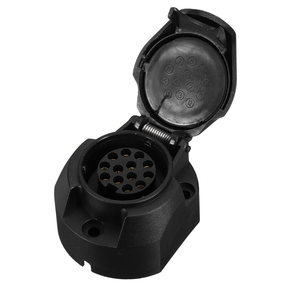 12V 13Pin European Standard Caravan Tow Bar Electrical Trailer Male Plug Plastic Socket Black 623414312820