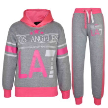 (13 Years, Grey & Neon Pink) Girls Boys LA7 Tracksuit Two Colour Set 5-13