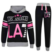 (7-8 Years, Black & Grey) Girls Boys LA7 Tracksuit Two Colour Set 5-13