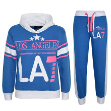 (5-6 Years, Turquoise) Girls Boys LA7 Tracksuit Two Colour Set 5-13