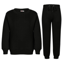 (3-4 Years, Black) Unisex Black Tracksuit Sweatshirt Jumper & Bottoms