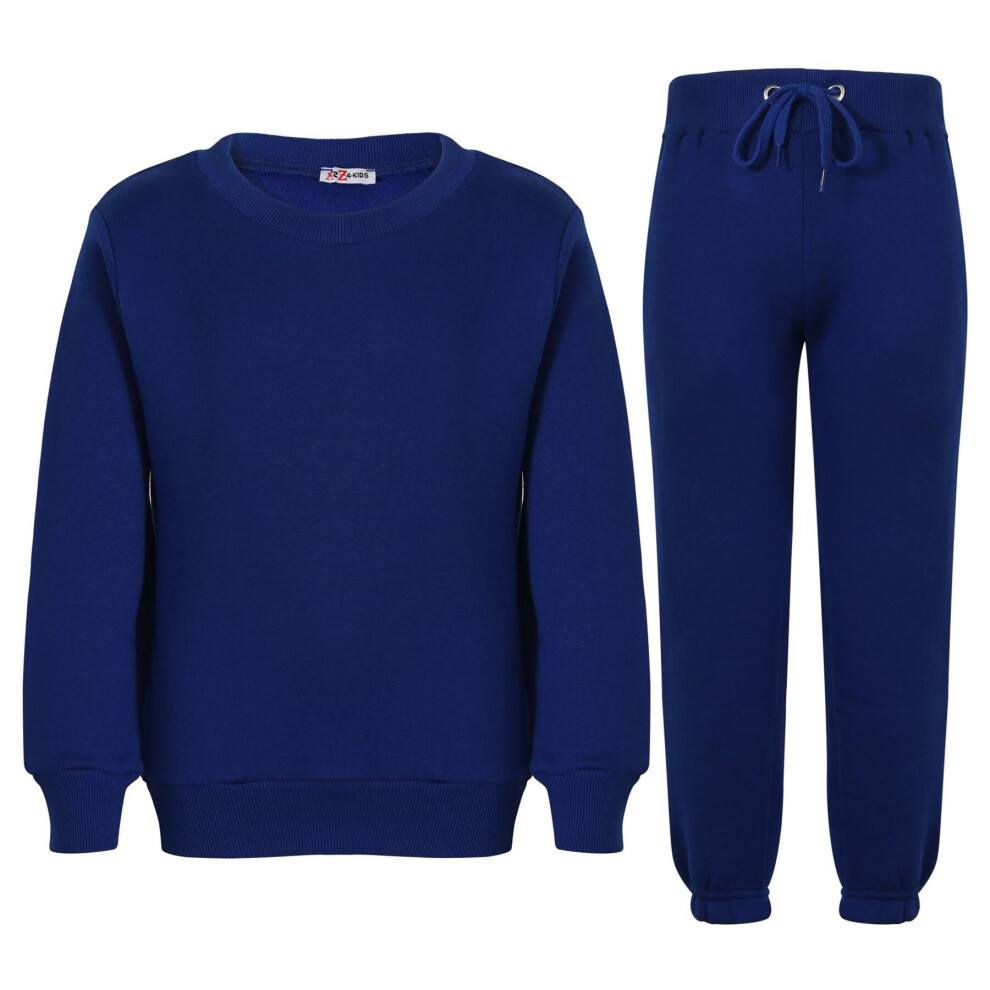 (7-8 Years, Royal Blue) Unisex Tracksuit Royal Jumper and Bottoms Set 5-13