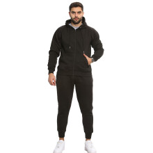(L, Black) Mens Plain Tracksuit Hoodie Casual Sweatpants