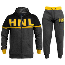 (7-8 Years, 940 Charcoal) Girls Boys HNL Hooded Top Bottom Tracksuit 2-13