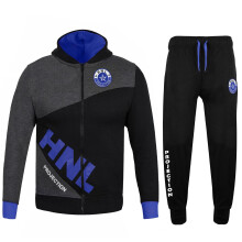 (9-10 Years, Black & Royal Blue) Girls Tracksuit HNL Top Bottom Jogging Suit 2-13
