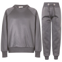 (5-6 Years, Steel Grey) Girls Boys Plain Raglan Sleeves Jumper Tracksuit