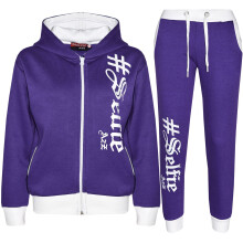 (13 Years, Purple) Unisex #SELFIE Hoodie Sweatpant Zipper Joggers Set