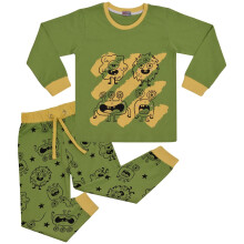 (13 Years, Lime) Unisex Monster Pyjamas Lime PJs 2 Piece Cotton Set