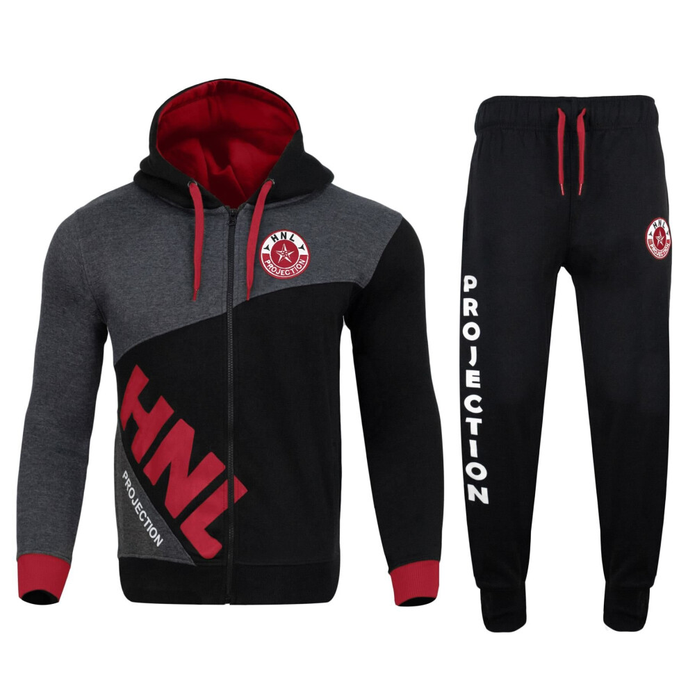 L Red Mens Full Tracksuit HNL Print Hooded Top Bottoms on OnBuy