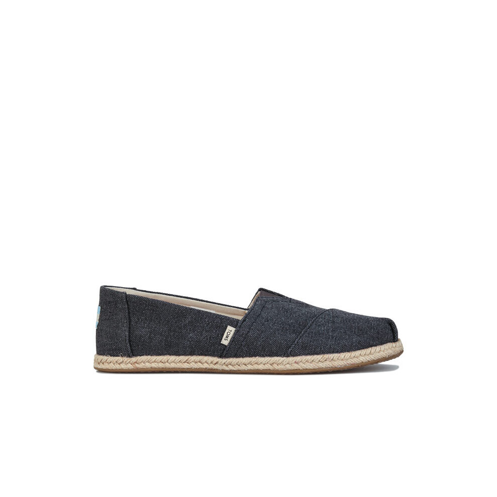 (UK 3.5) Women's Toms Washed Canvas Espadrille Pumps in Black