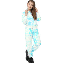 (9-10 Years, Blue) Girls Blue Tie Dye Print Tracksuit 5-13