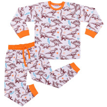 (5-6 Years, Orange) Unisex Dinosaur Children Pyjamas 2 Piece Dino Set