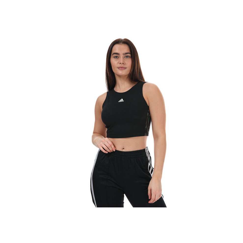 Adidas (8-10) Women's Essentials 3-Stripes Cropped Tank In Black