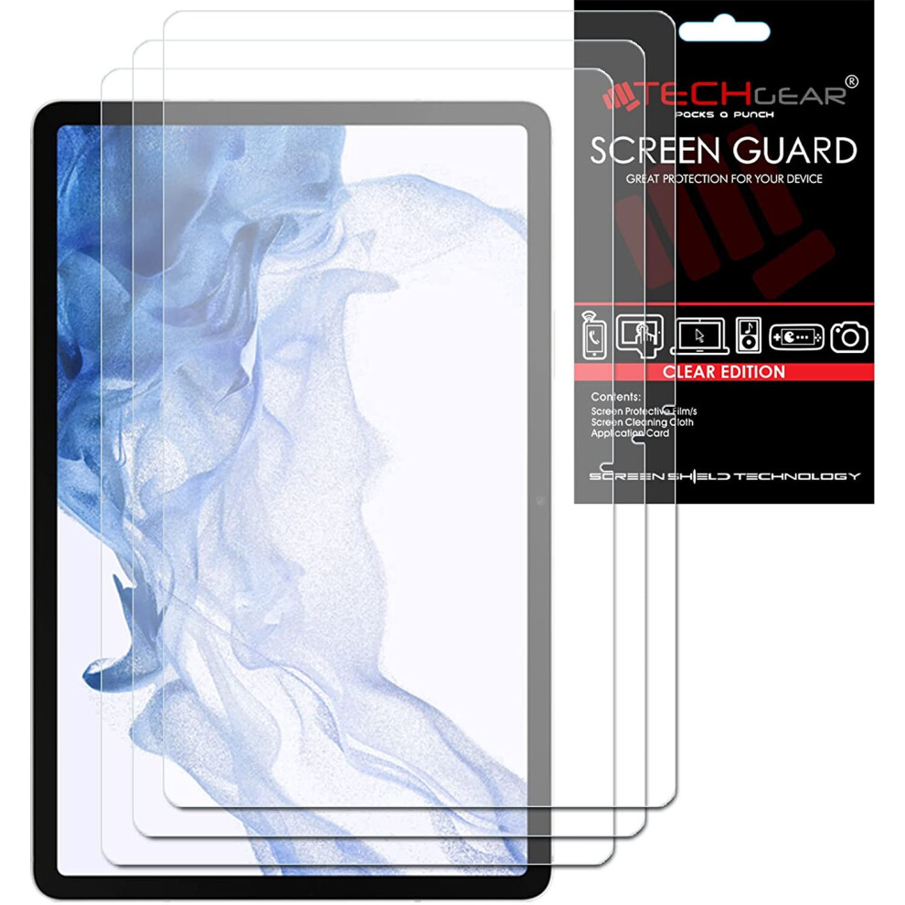 TECHGEAR 3 Pack Galaxy Tab S8 11" Screen Protectors (SM-X700 / SM-X706), Ultra CLEAR Screen Protector Guard Cover Designed for...