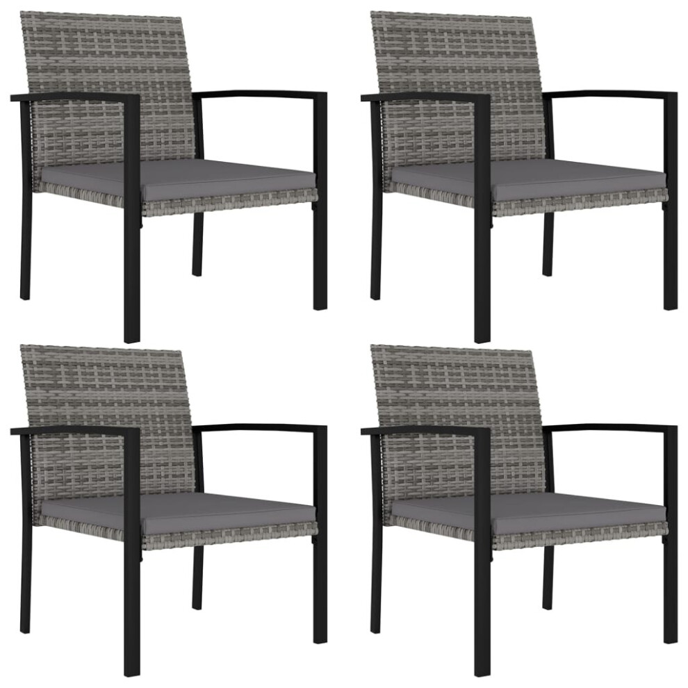 vidaXL 4x Garden Dining Chairs Poly Rattan Grey Outdoor Patio Armchair Seating